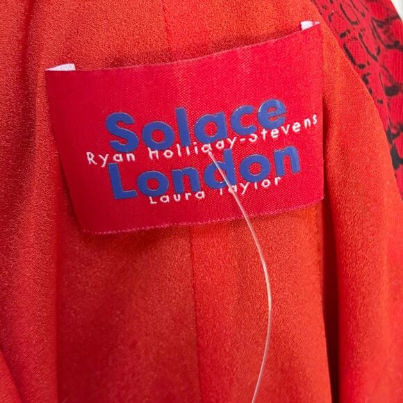 Solace London Heppy One Shoulder Crepe De Chine Midi Dress 0 Red NWT - Picture 7 of 9